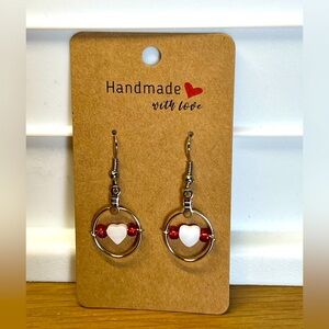 Handmade Mother of Pearl Shell Heart Earrings 🤍